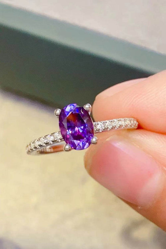 1 Carat Purple Moissanite 4-Prong Ring - Tredona LLC