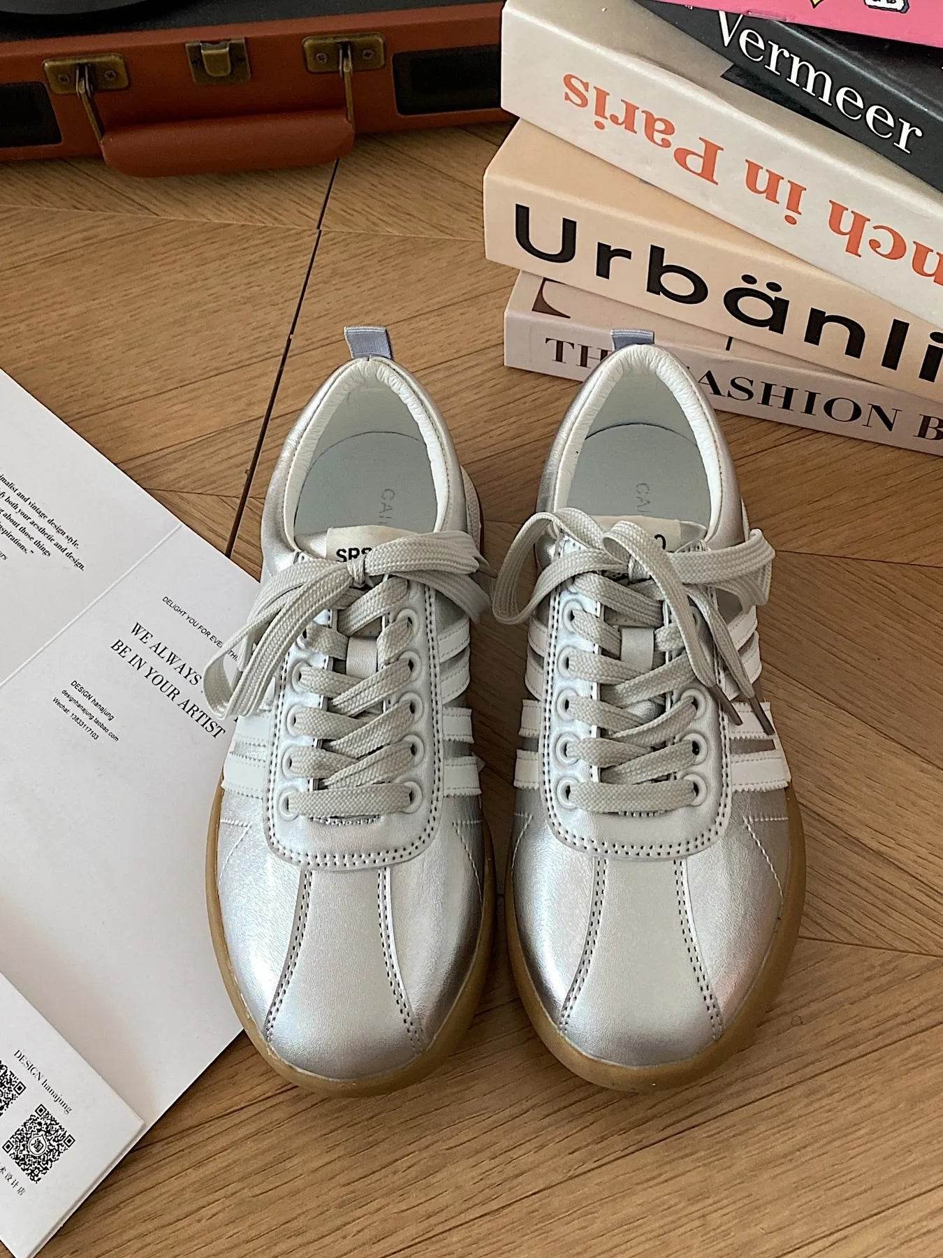 Striped Lace Up Sneakers - Tredona LLC