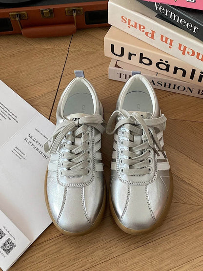 Striped Lace Up Sneakers - Tredona LLC