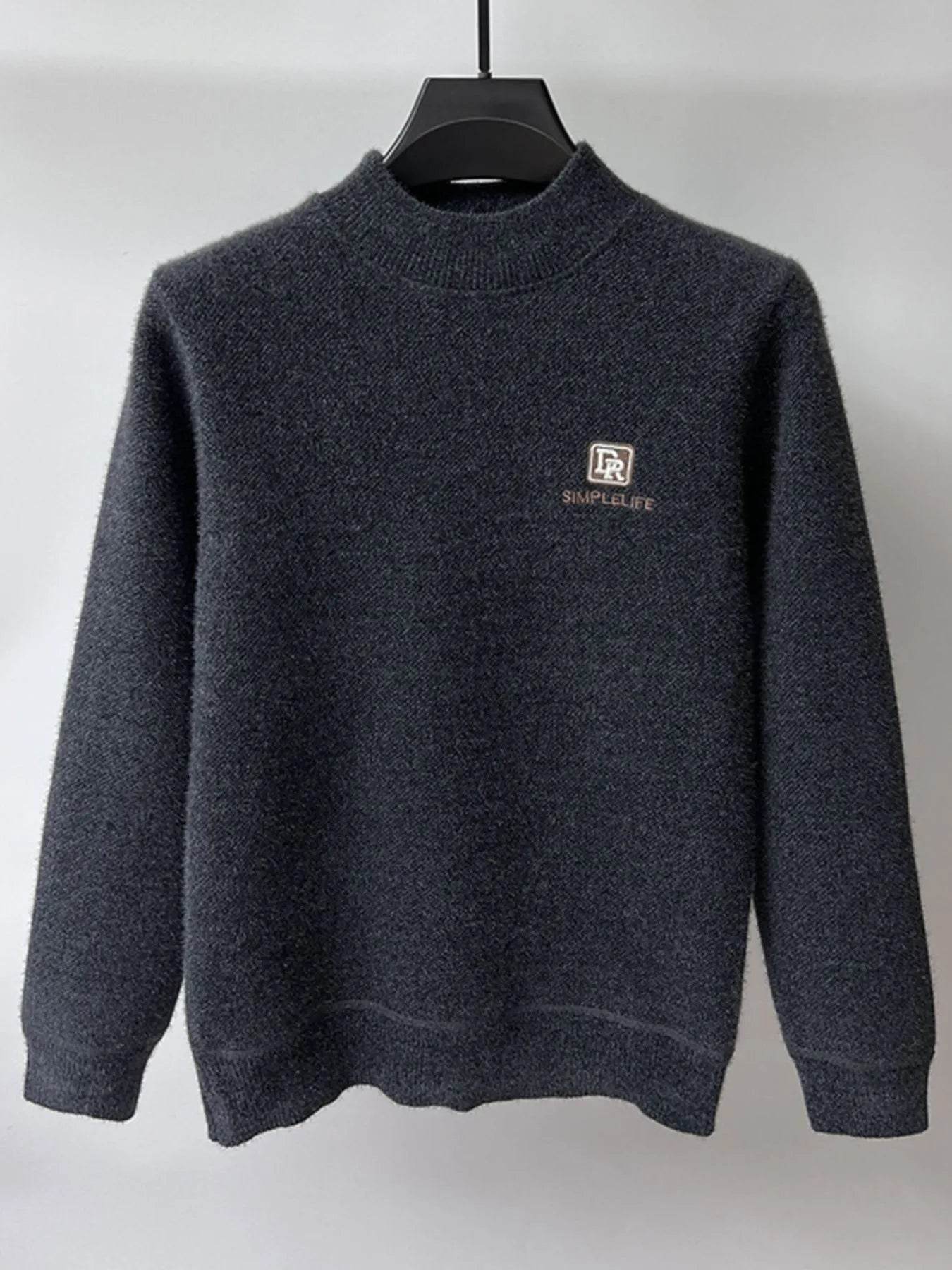 Men's Plus Size Ribbed Hem Long Sleeve Sweater - Tredona LLC
