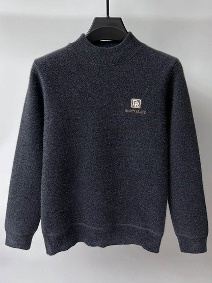 Men's Plus Size Ribbed Hem Long Sleeve Sweater - Tredona LLC