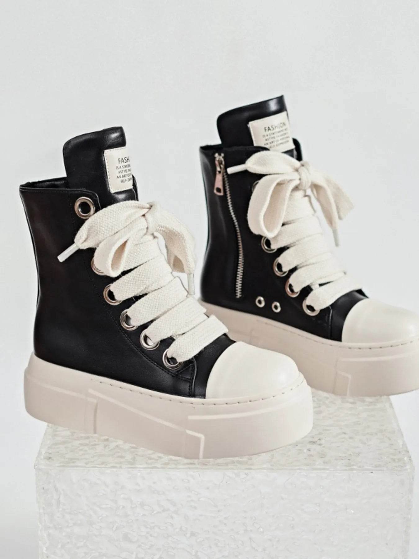 Platform Lace Up Contrast Sneakers - Tredona LLC