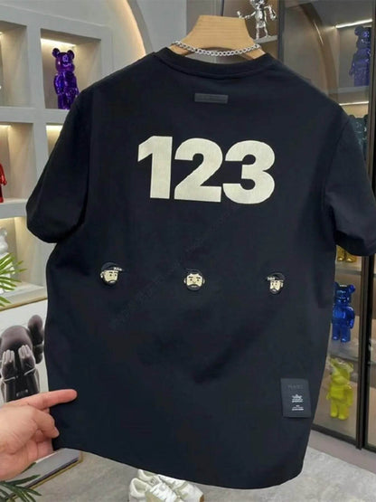 Men's Full Size Number 123 Round Neck T-Shirt Plus Size - Tredona LLC