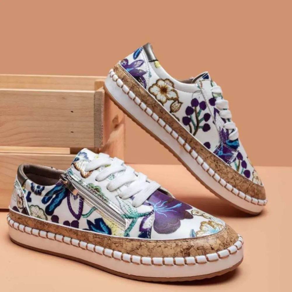 PU Leather Round Toe Flats Sneakers - Tredona LLC