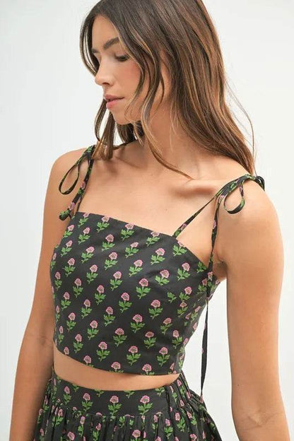 MABLE Floral Crop Top and Skirt Set - Tredona LLC
