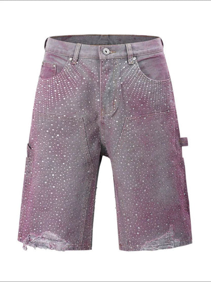 Men's Rhinestone Shorts with Pockets - Tredona LLC