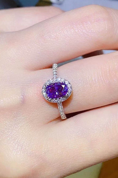 925 Sterling Silver 1 Carat Purple Moissanite Ring - Tredona LLC