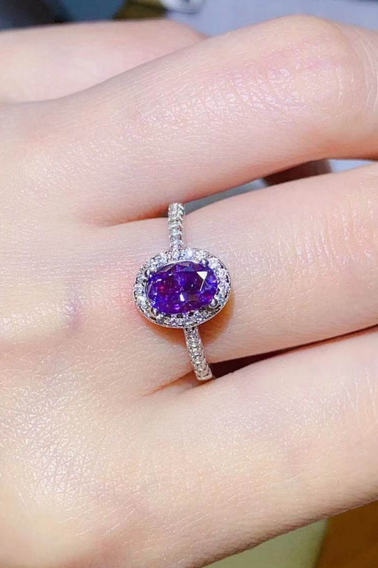 925 Sterling Silver 1 Carat Purple Moissanite Ring - Tredona LLC