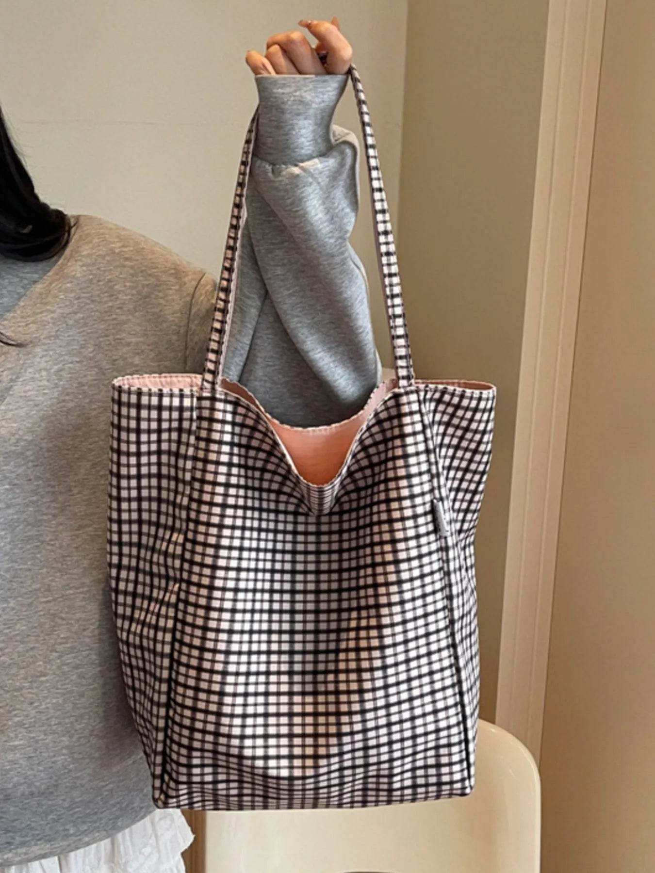 Plaid Pattern Tote Bag - Tredona LLC