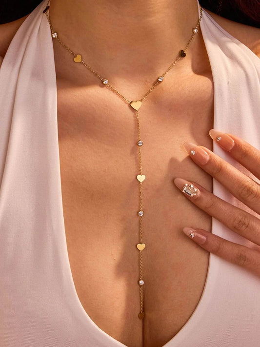 18K Gold-Plated Heart Zircon Necklace - Tredona LLC