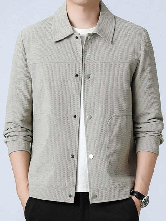 Men's Plus Size Textured Button-Up Casual Jacket - Tredona LLC