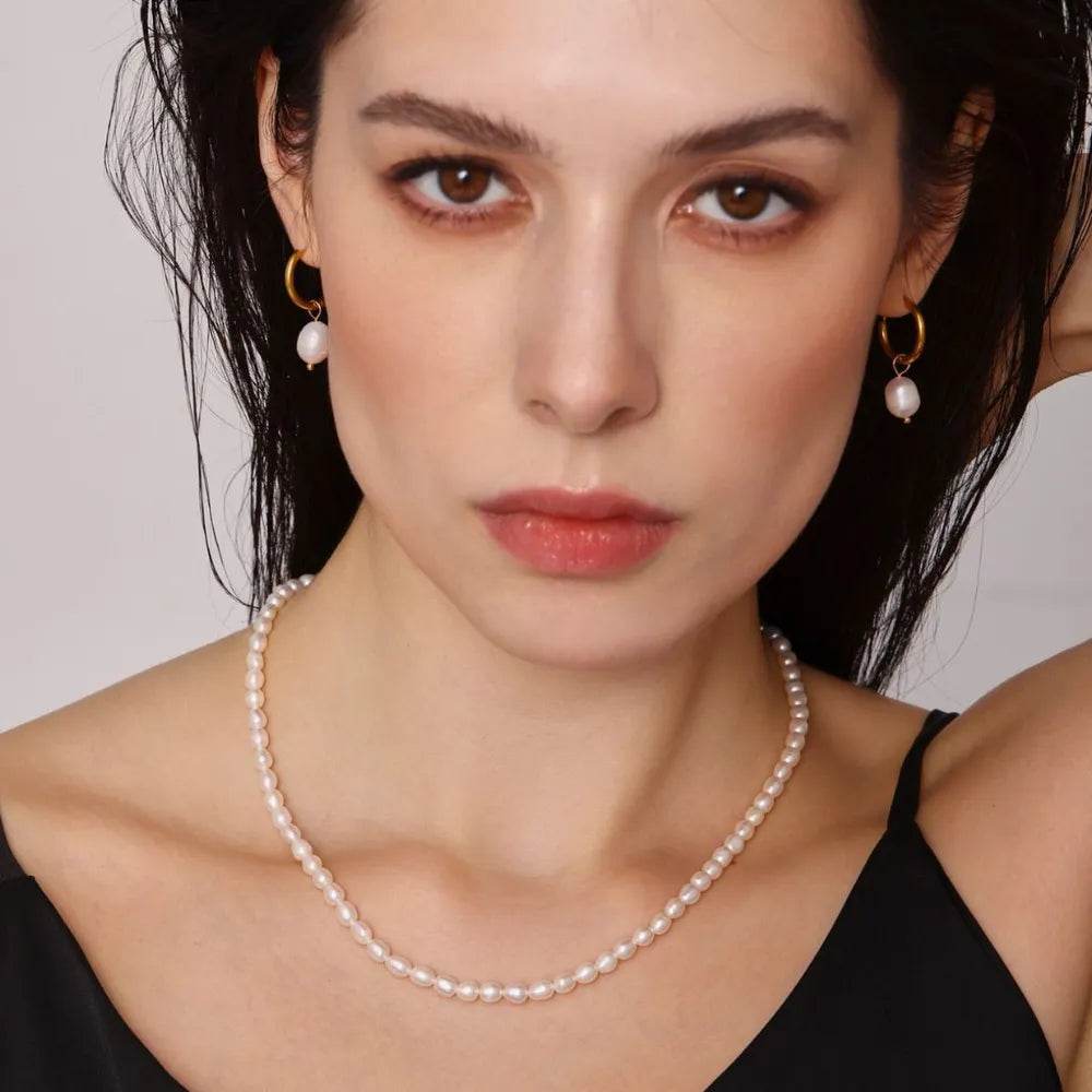Pearl Necklace, Bracelet and Earrings 4-Piece Jewelry Set - Tredona LLC