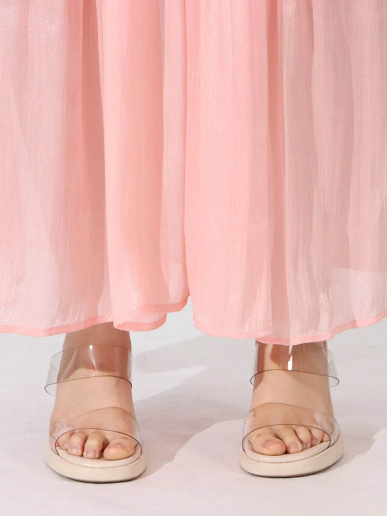 Layered Surplice Puff Sleeve Maxi Dress - Tredona LLC