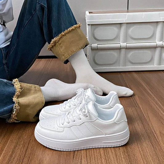Lace-Up Round Toe Platform Sneakers - Tredona LLC