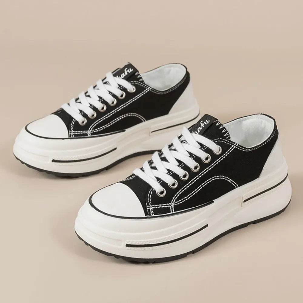 Tied Round Toe Platform Sneakers - Tredona LLC