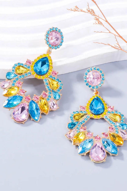 Alloy Rhinestone Dangle Earrings - Tredona LLC