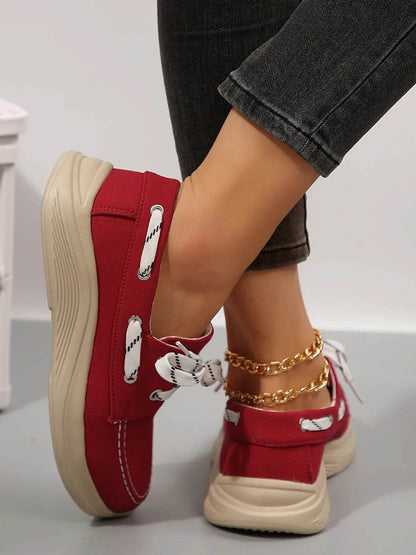 Lace Up Round Toe Sneakers - Tredona LLC