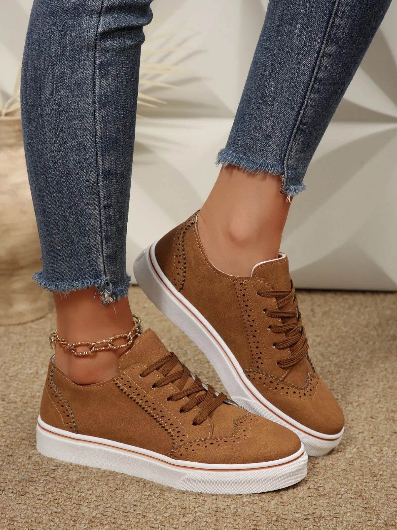 Lace Up Round Toe Platform Sneakers - Tredona LLC