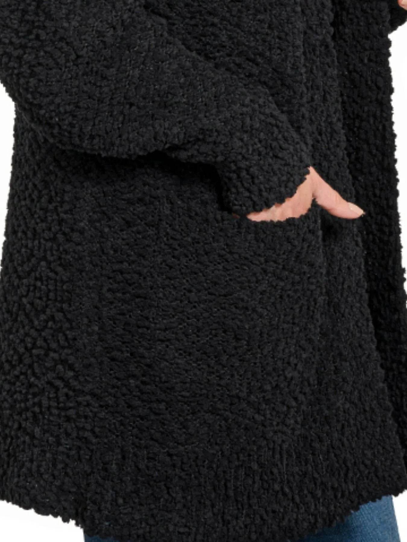 Zenana Long Sleeve Popcorn Sweater Cardigan with Pockets - Tredona LLC