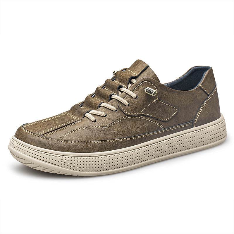Men's Round Head Cowhide Surface Breathable Casual Skateboard Shoes - Tredona LLC