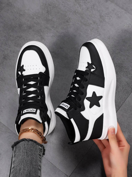 Star Pattern Lace Up Sneakers - Tredona LLC