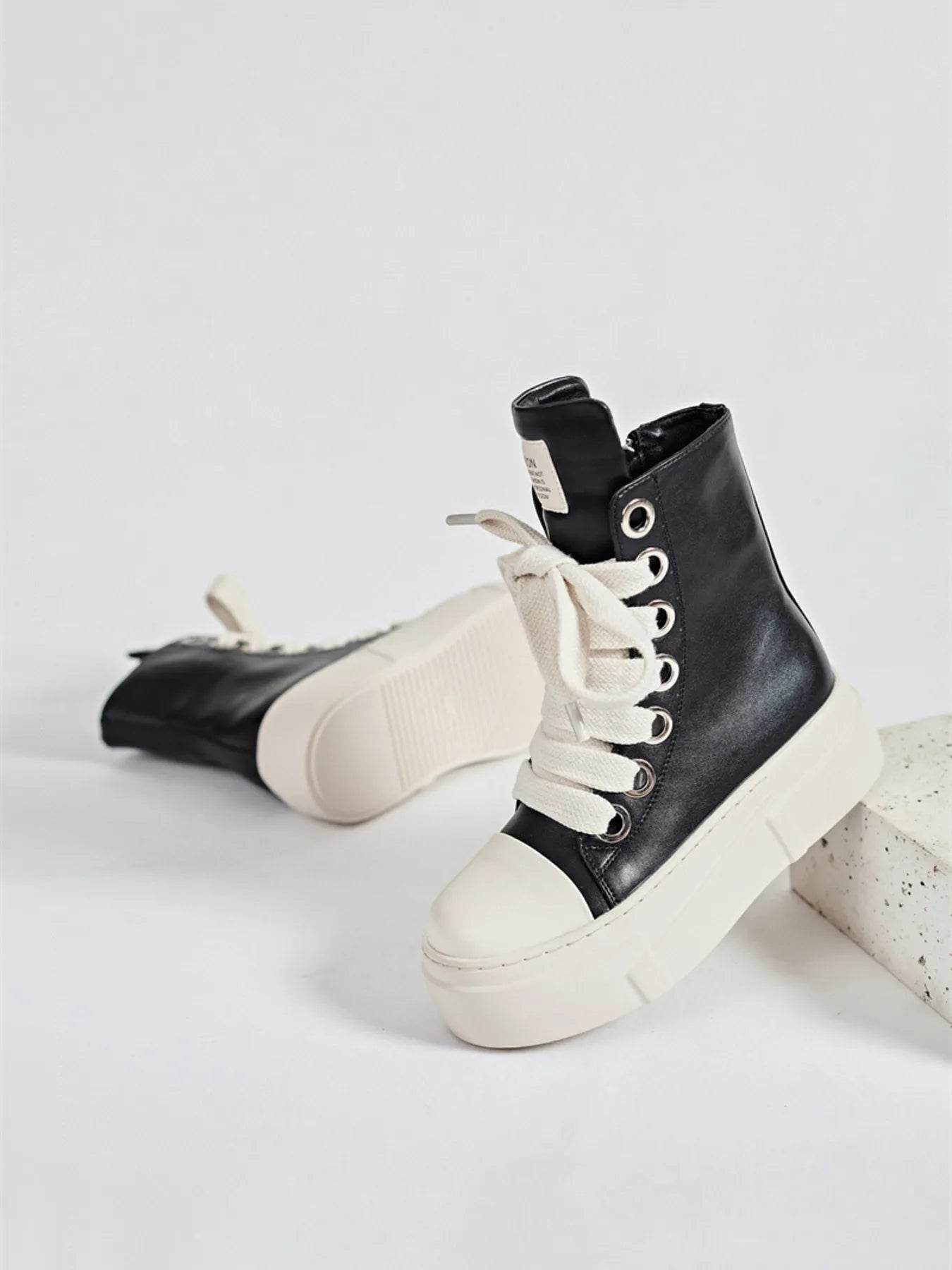 Platform Lace Up Contrast Sneakers - Tredona LLC