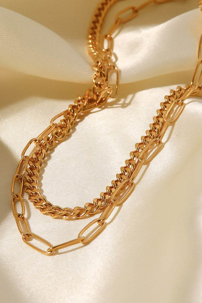 18K Gold Plated Layered Chain Necklace - Tredona LLC