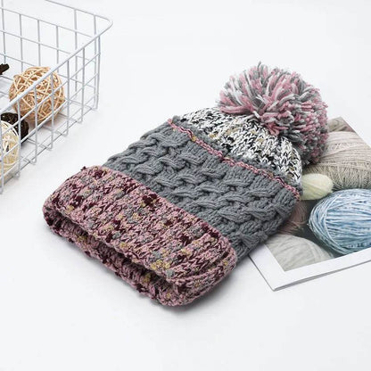 Contrast Thermal Hat with Pompom - Tredona LLC