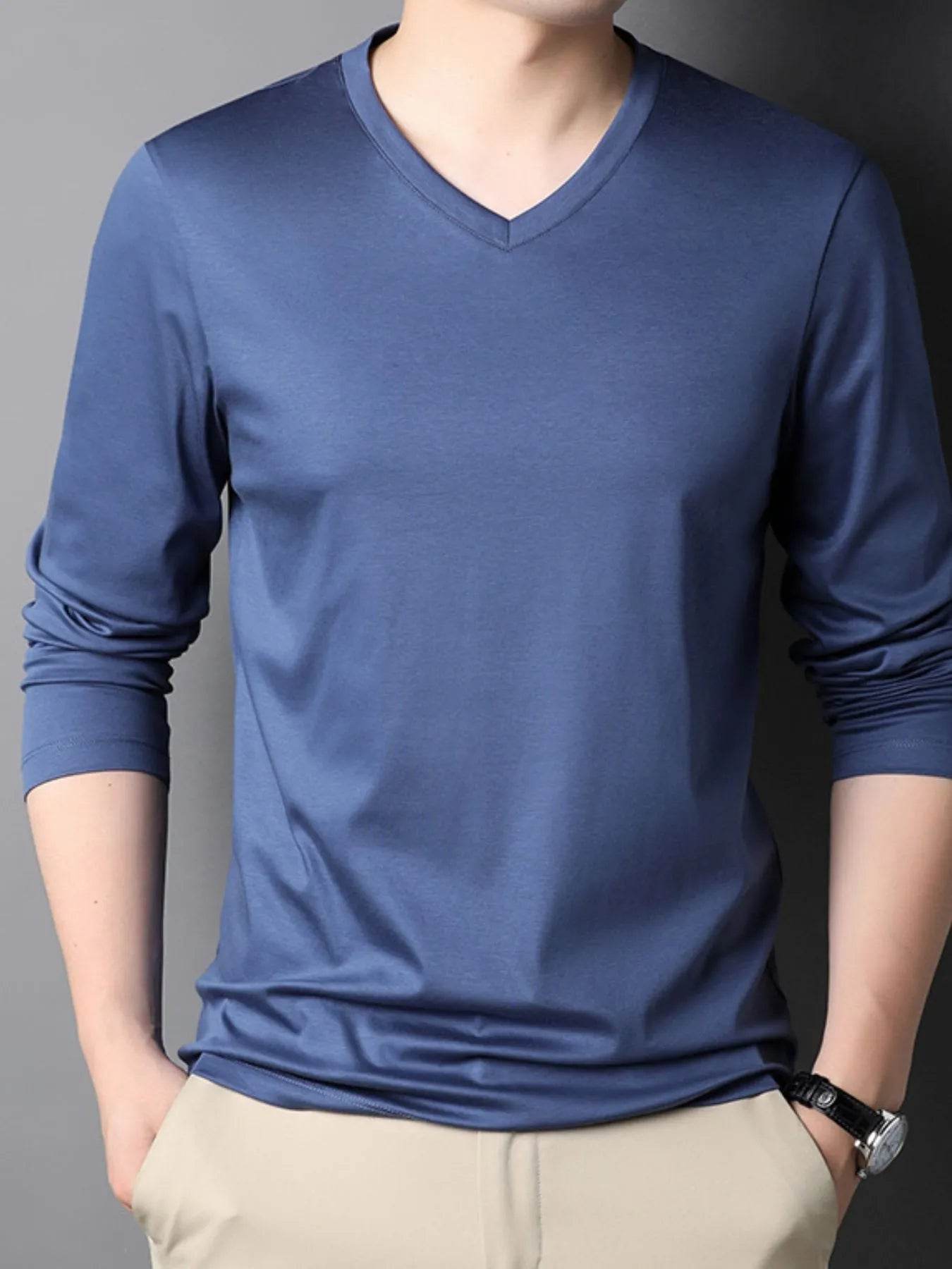 Men's V-Neck Long Sleeve T-Shirt - Tredona LLC