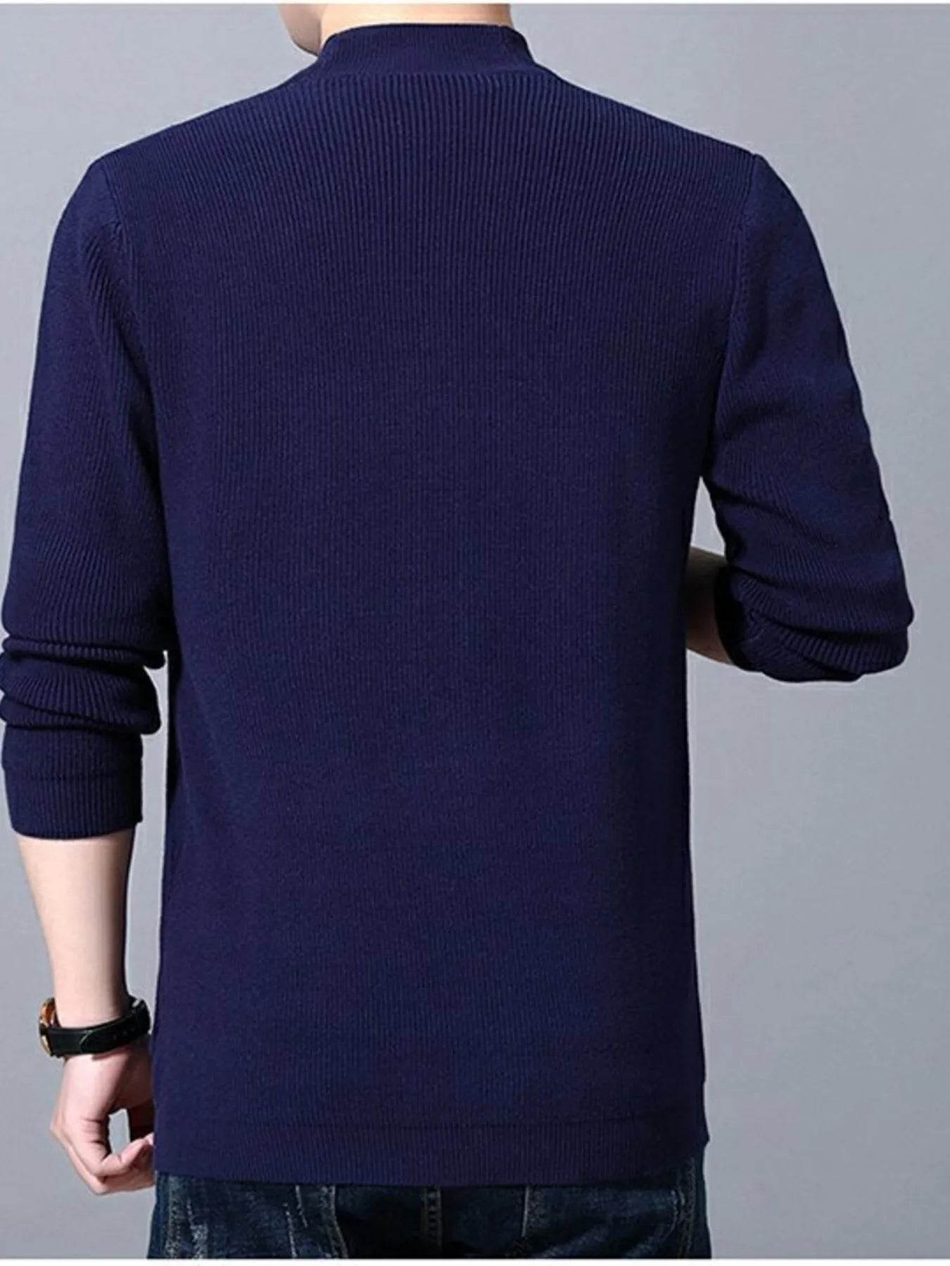 Men's Plus Size Long Sleeve Cardigan with Pockets - Tredona LLC