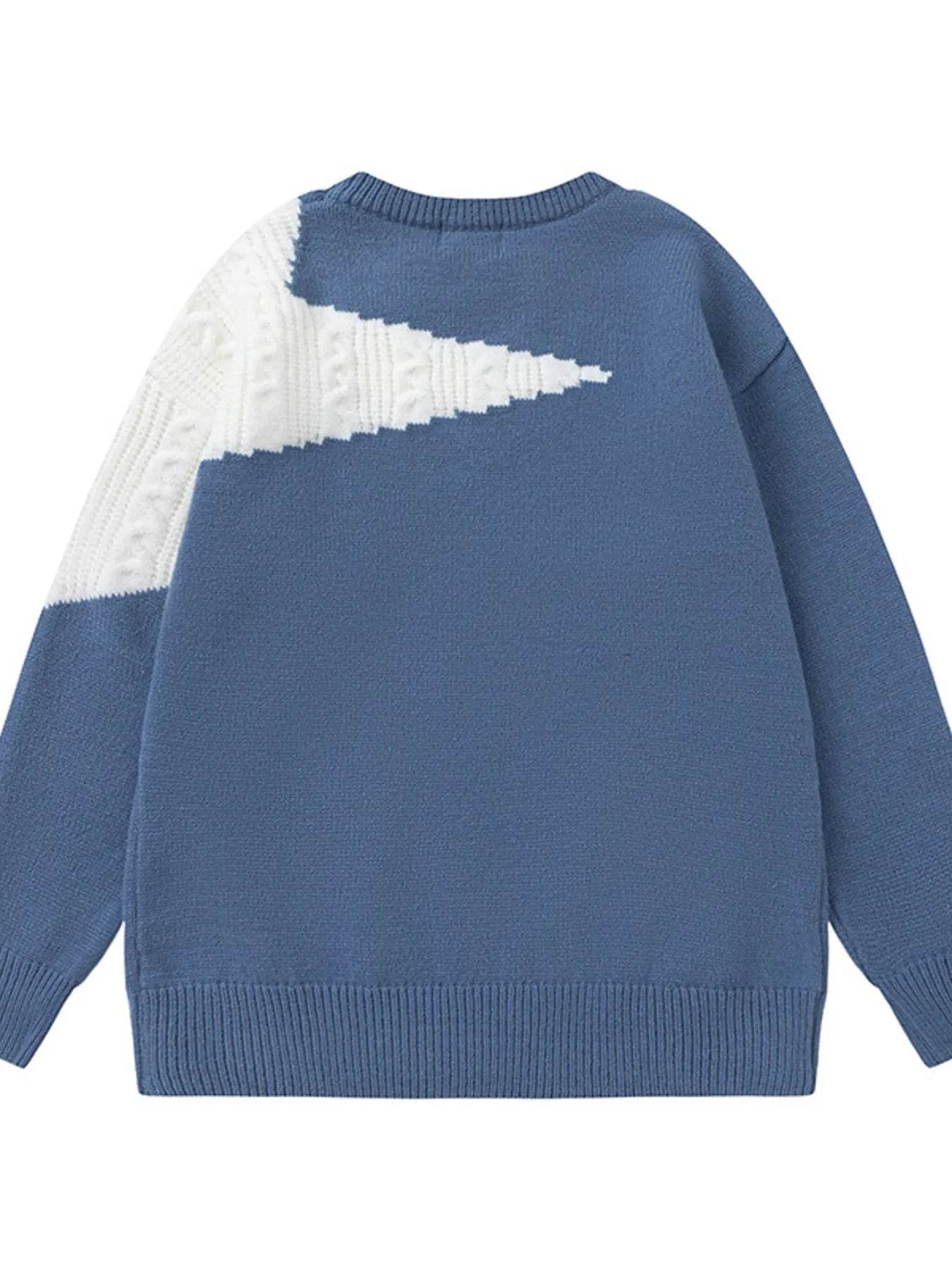 Men's Oversized Star Pattern Knit Sweater - Tredona LLC