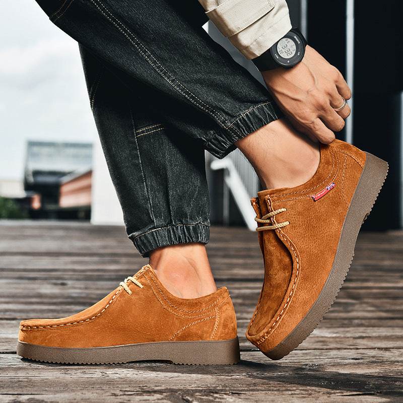 Outdoor Versatility For Traveling Suede British Style Leather Sneakers - Tredona LLC