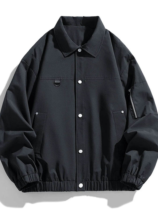 Men's Plus Size Elastic Hem Long Sleeve Jacket - Tredona LLC