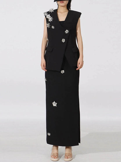 Flower Sleeveless Vest and Skirt Set - Tredona LLC