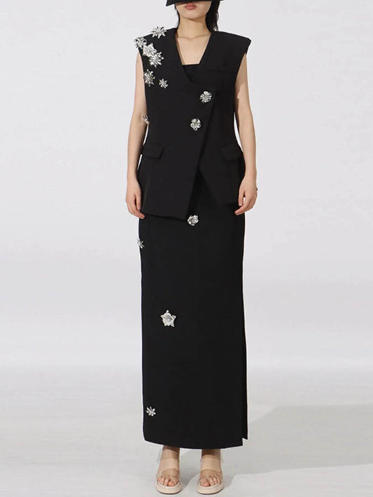 Flower Sleeveless Vest and Skirt Set - Tredona LLC
