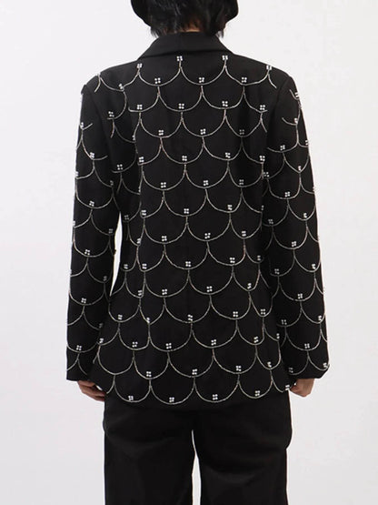 Pearl Detail Long Sleeve Blazer - Tredona LLC