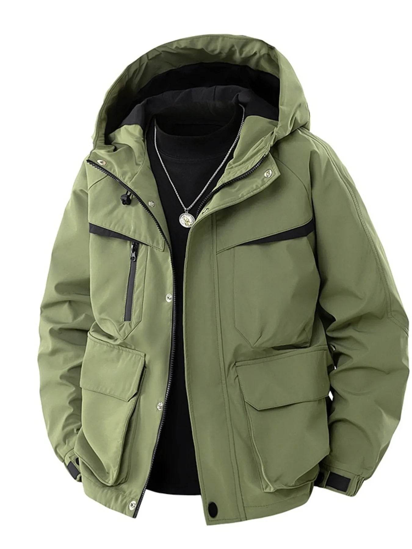Men's Full Size Zip Up Long Sleeve Hooded Jacket Plus Size - Tredona LLC