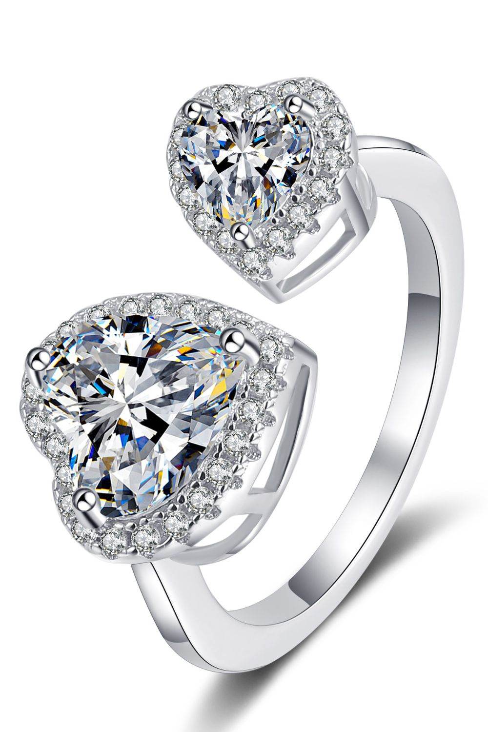 Heart-Shape Moissanite Open Ring - Tredona LLC