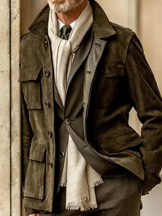 Men's Full Size Button Up Long Sleeve Jacket Plus Size - Tredona LLC