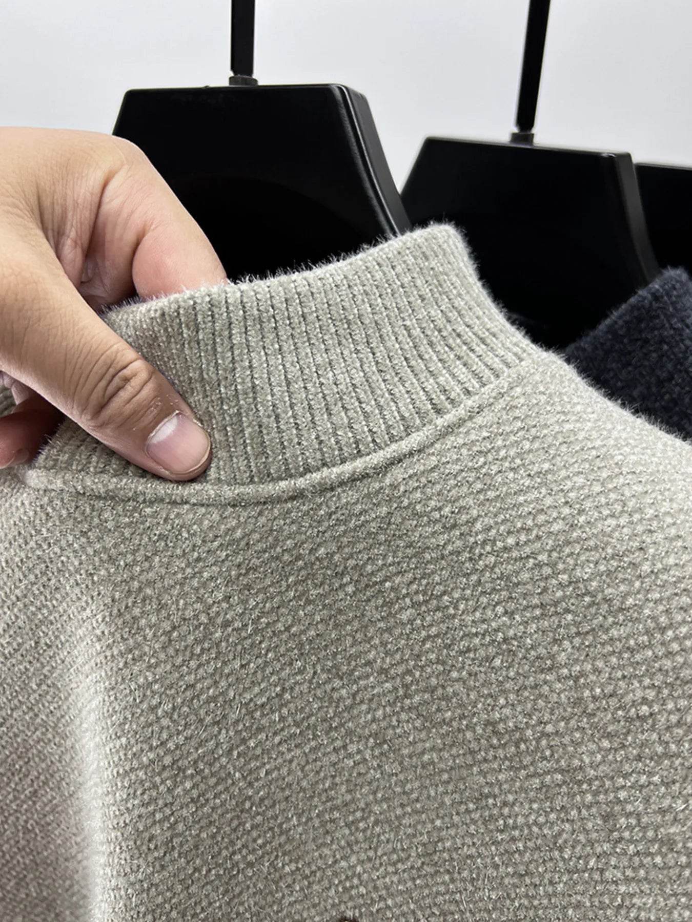 Men's Plus Size Ribbed Hem Long Sleeve Sweater - Tredona LLC