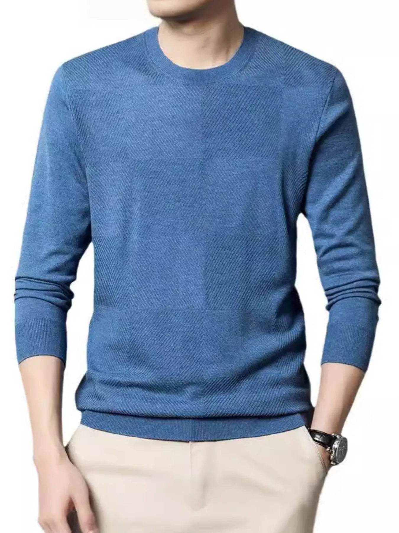 Men's Plus Size Round Neck Long Sleeve Sweater - Tredona LLC
