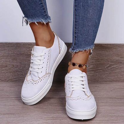 Lace-Up Suedette Flat Sneakers - Tredona LLC