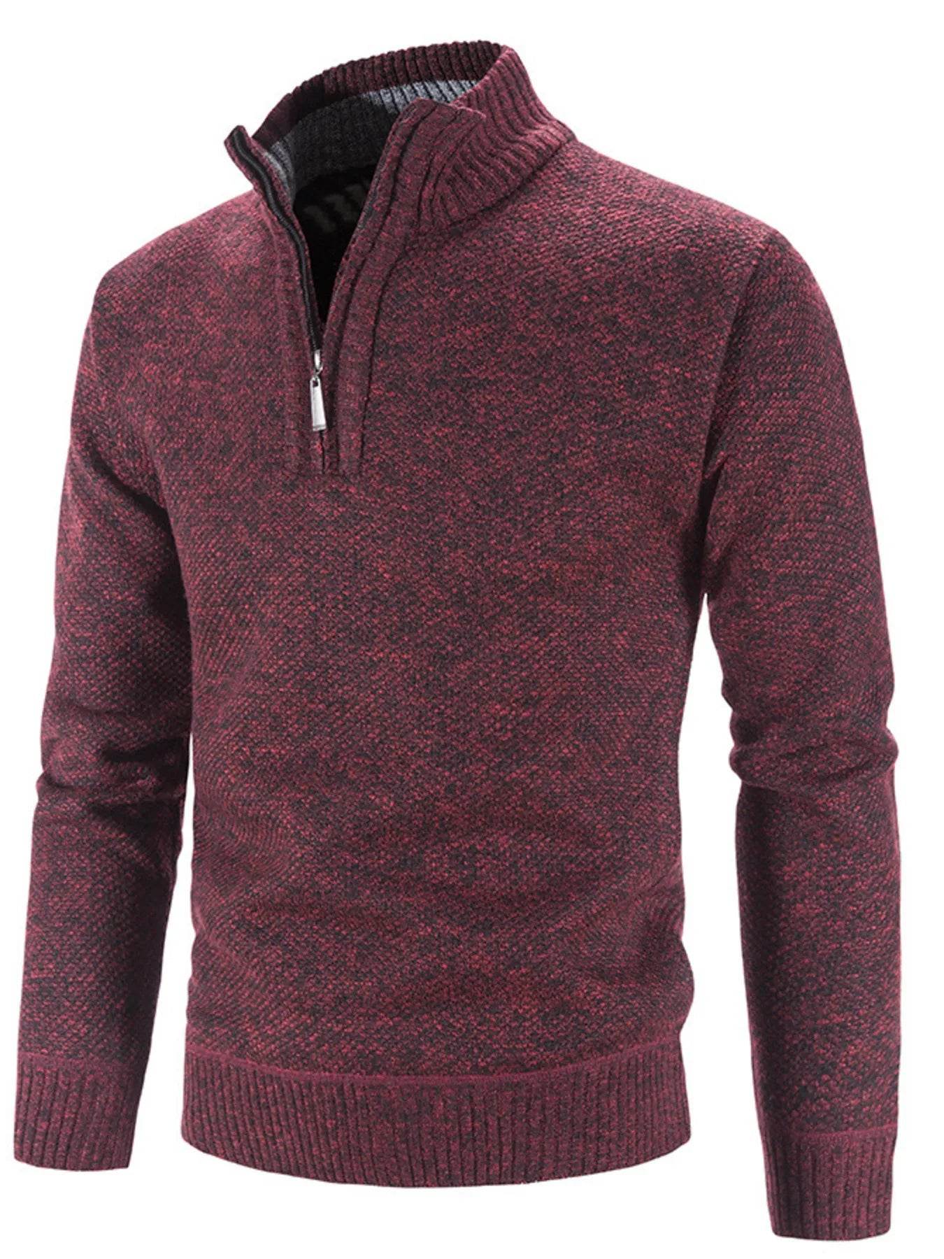 Men's Plus Size Quarter Zip Long Sleeve Sweater - Tredona LLC