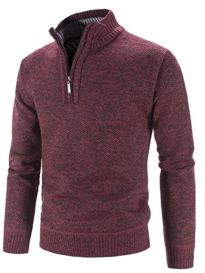 Men's Plus Size Quarter Zip Long Sleeve Sweater - Tredona LLC