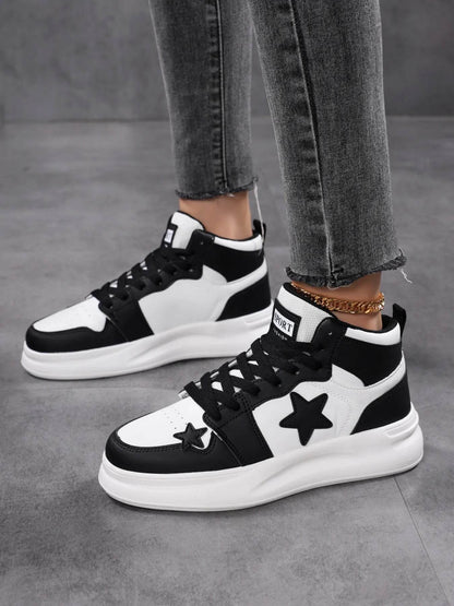 Star Pattern Lace Up Sneakers - Tredona LLC