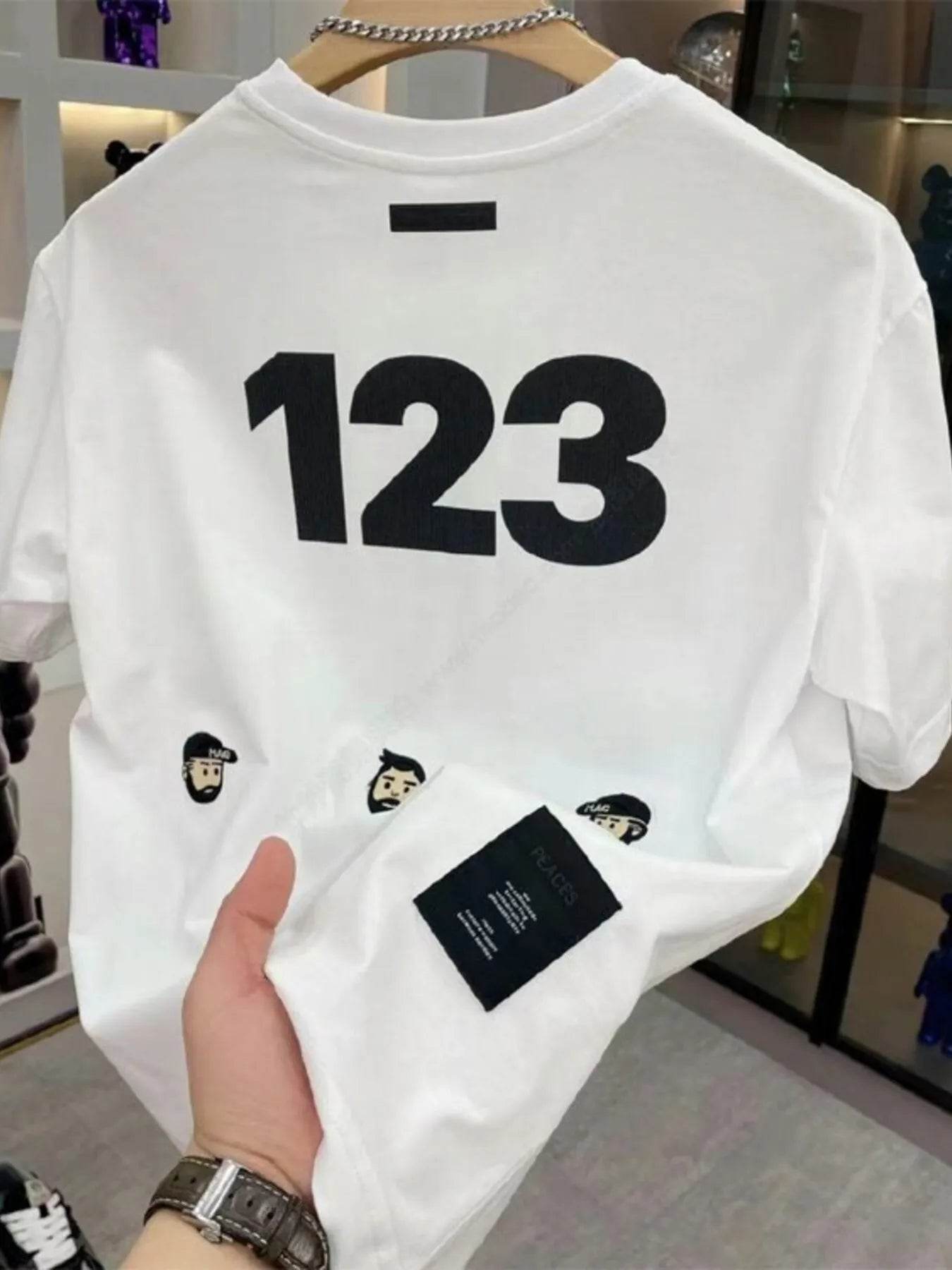 Men's Full Size Number 123 Round Neck T-Shirt Plus Size - Tredona LLC