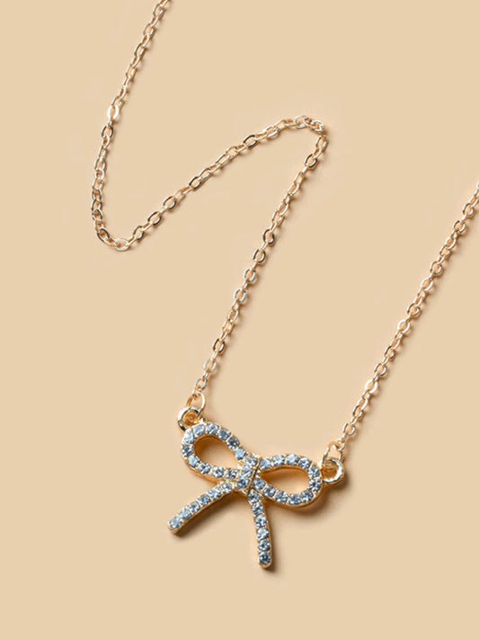 Zircon Bow Pendant Necklace - Tredona LLC
