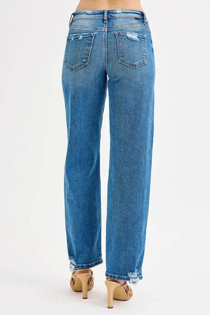 RISEN Full Size Mid Rise Baggy Jeans Plus Size - Tredona LLC