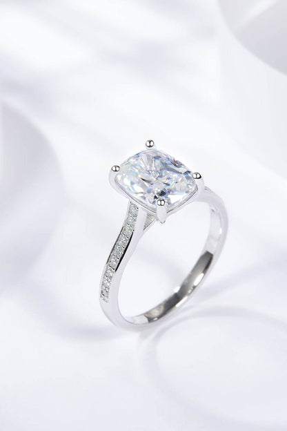 3 Carat Moissanite Platinum-Plated Side Stone Ring - Tredona LLC