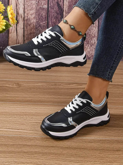 Lace Up Round Toe Sneakers - Tredona LLC